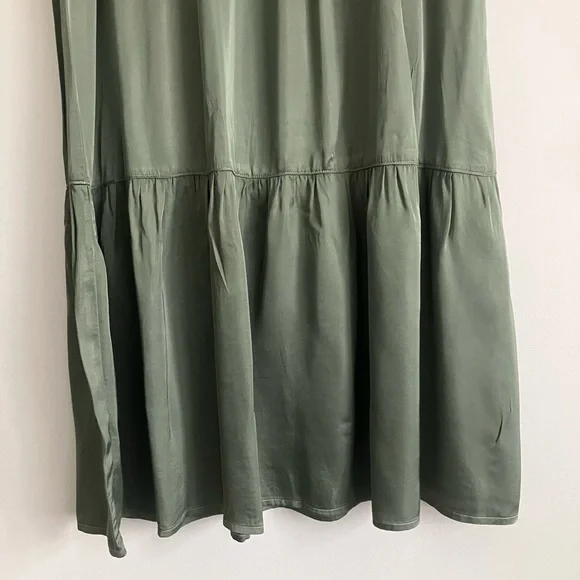 NATION LA Olive Green Viscose Tiered Midi Skirt Size M NWT - Picture 4 of 13